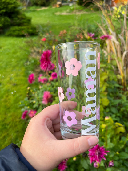 Verre Prénom+Fleurs